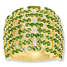 "As Is" Colleen Lopez Silver Gemstone Woven Link Wide Band Ring