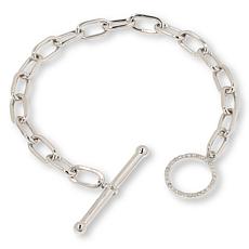 "As Is" Colleen Lopez Sterling Silvr 1/4ctw White Diamnd Toggle Braclt