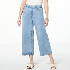 "As Is" Colleen Lopez Stretch Denim Wide Leg Cropped Pant