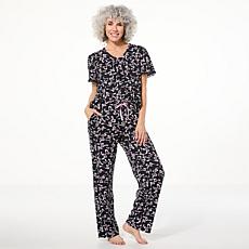 "As Is" Comfort Code Peached Jersey Knit 2-piece Ruffle-Trim Pajama...