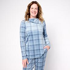 "As Is" Comfort Code Plush Velour Split-Neck Pullover Top