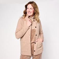 "As Is" Comfort Code Quilted Knit Button-Front Topper