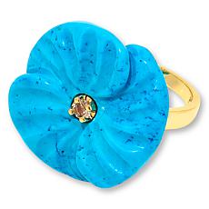 "As Is" Connie Craig Carroll Jewelry Laura Carved Gem Flower Ring