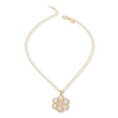"As Is" Connie Craig Carroll Millie Moonstone Flower Pendant w/Chain