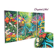 "As Is" Craft Buddy Crystal Art Bicycle Garden Canvas Triptych