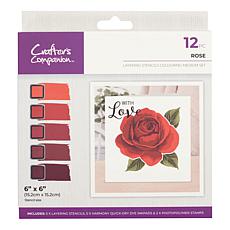 "As Is" Crafter's Companion Rose Floral Layering Stencil, Stamp & I...