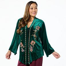 "As Is" Curations Embroidered Velvet Knit Topper