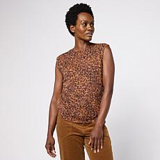 "As Is" Democracy High Round Neck Sleeveless Printed Sweater