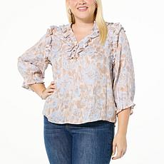 "As Is" Democracy Ruffled Woven Top