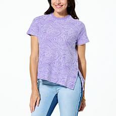"As Is" DG2 by Diane Gilman Burnout Tee with Snap Detail