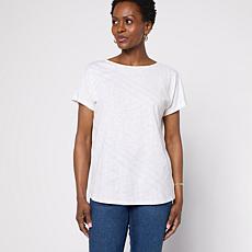 "As Is" DG2 by Diane Gilman Cotton Modal Slub-Printed Dolman Tee