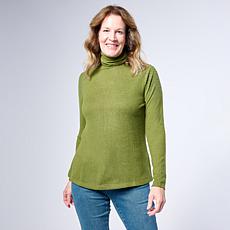 "As Is" DG2 by Diane Gilman Embellished Long-Sleeve Turtleneck Top