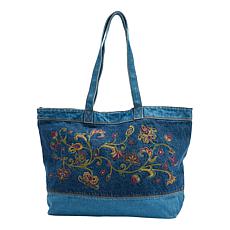 "As Is" DG2 by Diane Gilman Embroidered Denim Tote Bag