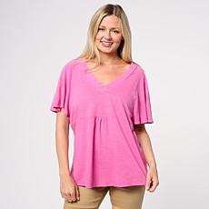"As Is" DG2 by
Diane Gilman Flutter-Sleeve V-neck Top
