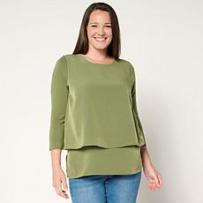 "As Is" DG2 by Diane Gilman Mixed-Media 3/4-Sleeve Easy Top