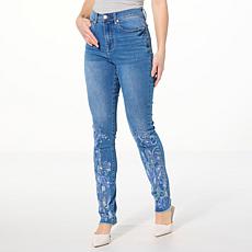 "As Is" DG2 by Diane Gilman New Classic Stretch Denim Embellished S...