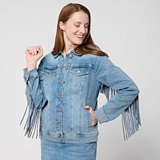"As Is" DG2 by Diane Gilman New Classic Stretch Denim Fringe Wester...