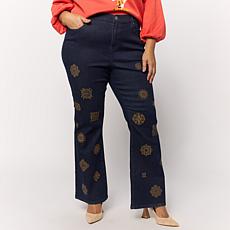 "As Is" DG2 by Diane Gilman New Classic Stretch Medallion Flare Jean