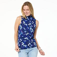 "As Is" DG2 by Diane Gilman Printed Knit Mock Neck Tank