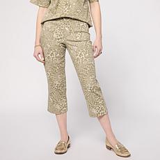 "As Is" DG2 by Diane Gilman Printed Stretch Denim Utility Crop Jean