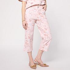 "As Is" DG2 by Diane Gilman Printed Stretch Denim Utility Crop Jean