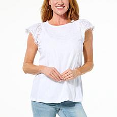 "As Is" DG2 by Diane Gilman Star Lace Combo Top