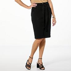 "As Is" DG2 by Diane Gilman Super Stretch Knit Denim Belted Skirt