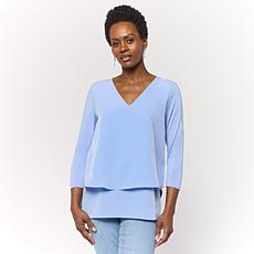 "As Is" DG2 by Diane Gilman V-Neck 3/4-Sleeve Easy Top