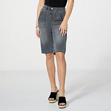 "As Is" DG2 by Diane Gilman Virtual Stretch Faux Button Fly Bermuda...