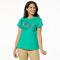 "As Is" DG2 Embroidered Embellished Crewneck Top