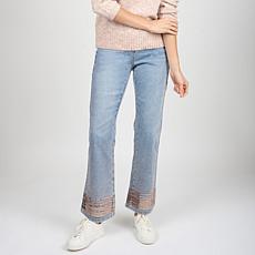 "As Is" Diane Gilman Sequin Embellished Bootcut Jean - Black