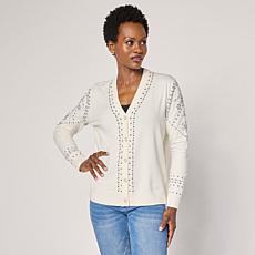 "As Is" Diane Gilman Soft Ease Embellished Cardigan