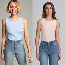 "As Is" Elle Get the Look Ribbed Knit Tank 2-pack