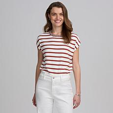 "As Is" Elle Get the Look Striped Knit Top with Embellishment