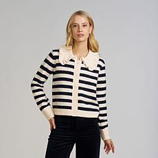 "As Is" Elle Get the Look Striped Wide Collar Cardigan