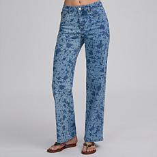 "As Is" Elle Live Get the Look Lace Print Denim Pant
