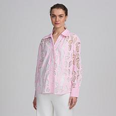"As Is" Elle Live Get the Look Striped Lace Shirt