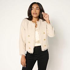 "As Is" G by Giuliana Black Label Bouclé Striped Jacket