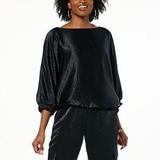 "As Is" G by Giuliana Black Label Dolman-Sleeve Satin Top