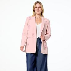 "As Is" G by Giuliana Black Label Embroidered Woven Blazer