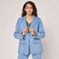 "As Is" G by Giuliana Black Label G5 Denim Blazer with Studs