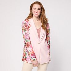 "As Is" G by Giuliana Black Label Placement Print Knit Blazer