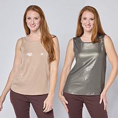 "As Is" G by Giuliana ECOLUX 2 Pack Tank with Sequin Front