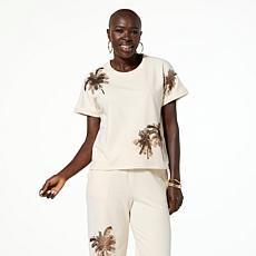 "As Is" G by Giuliana Embellished Crew Neck Knit Tee