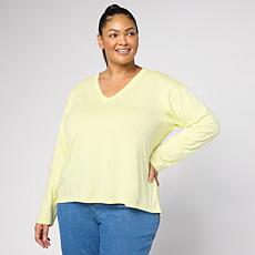 "As Is" G by Giuliana Knit V-Neck Pullover with High Low Hem