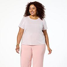 "As Is" G by Giuliana Metallic Knit Crew-Neck Tee