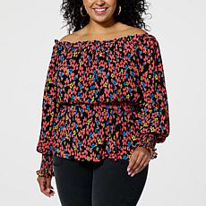 "As Is" G by Giuliana Off-The-Shoulder Smocked Blouse