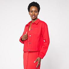 "As Is" G by Giuliana Print and Solid Denim Jacket