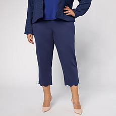 "As Is" G by Giuliana Siena Knit Ponte Scallop Hem Cropped Pant