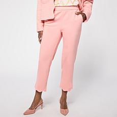 "As Is" G by Giuliana Siena Knit Ponte Scallop Hem Cropped Pant